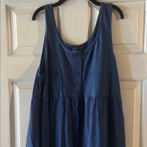 Maternity Button-Front Navy Cotton Dress